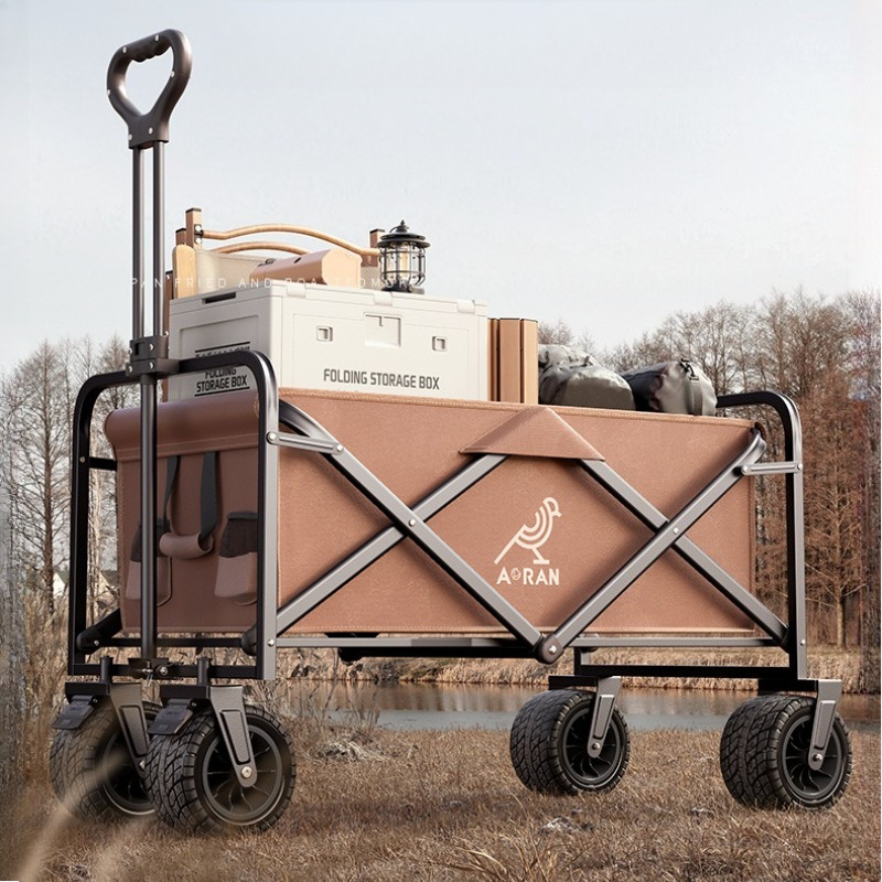 Outdoor Camping Vehicle - Portable Folding Camping Trolley Wagon Heavy