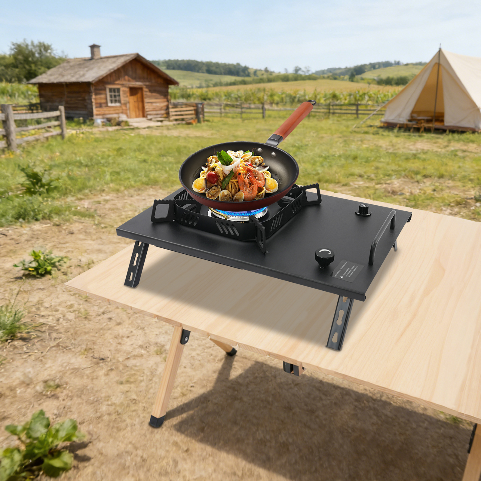 Outdoor Gas Stove - Black Outdoor Gas Stove, Foldable Camping
