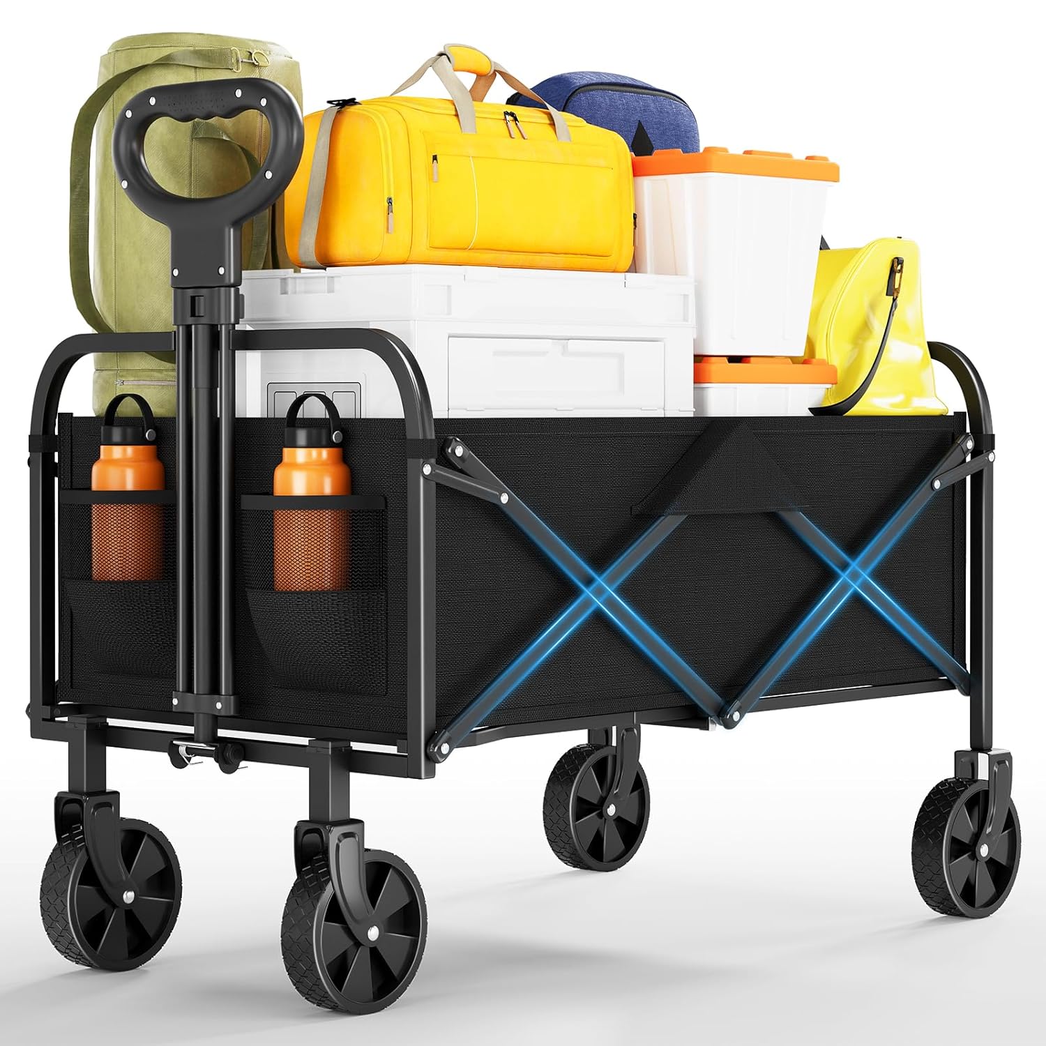 Outdoor Camping Trolley - Large Foldable Garden Wagon Cart Portable