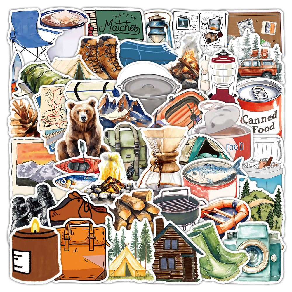 52 Pcs Camping Collage Sticker - Outdoor Camping Stores avis et prix