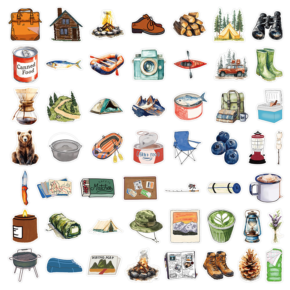 52 Pcs Camping Collage Sticker - Outdoor Camping Stores avis et prix