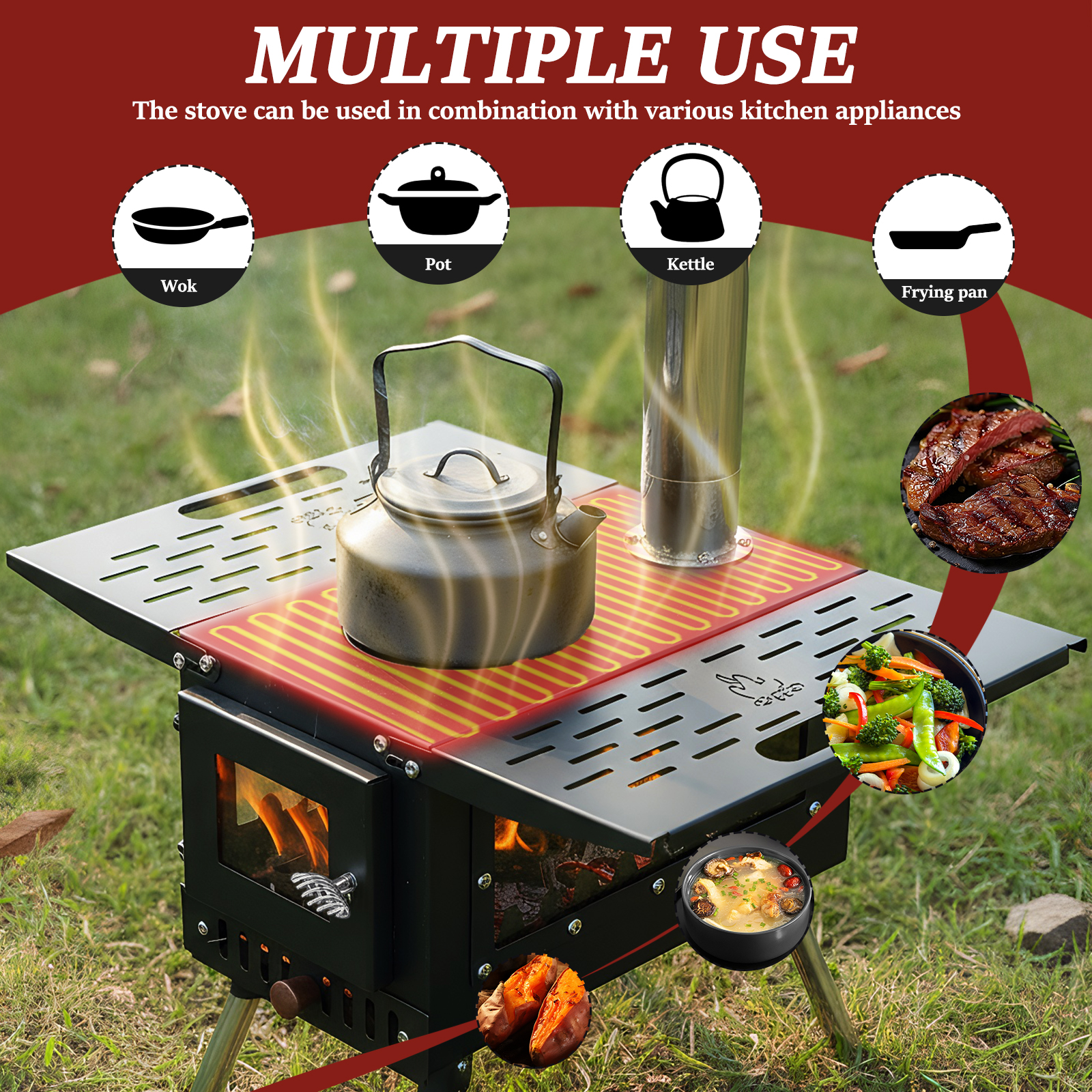 Firewood Stove with Stainless  - Outdoor Camping Bin avis et prix