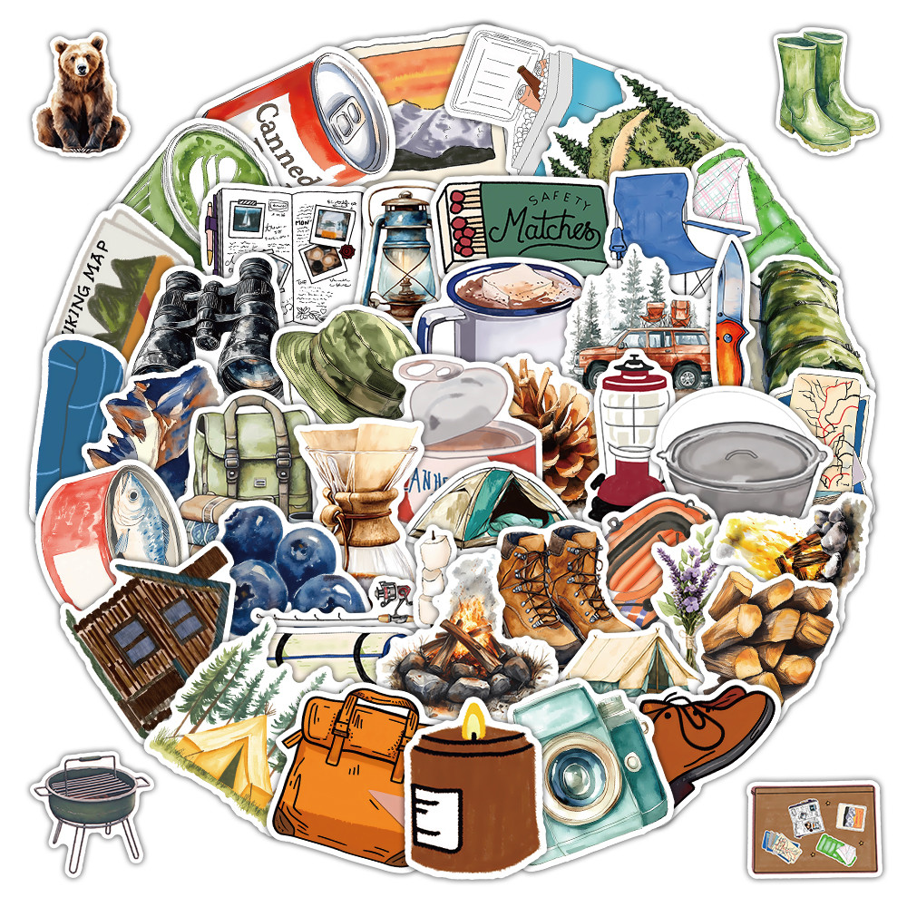 52 Pcs Camping Collage Sticker - Outdoor Camping Stores avis et prix