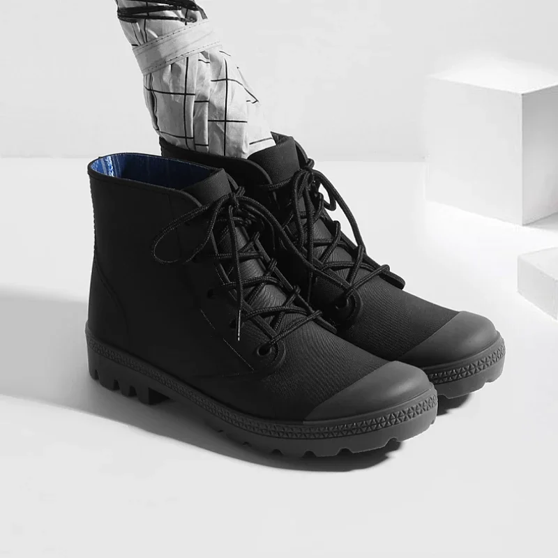 Winter Men Rain Boots Lace-up  - Outdoor Camping In Winter avis et prix